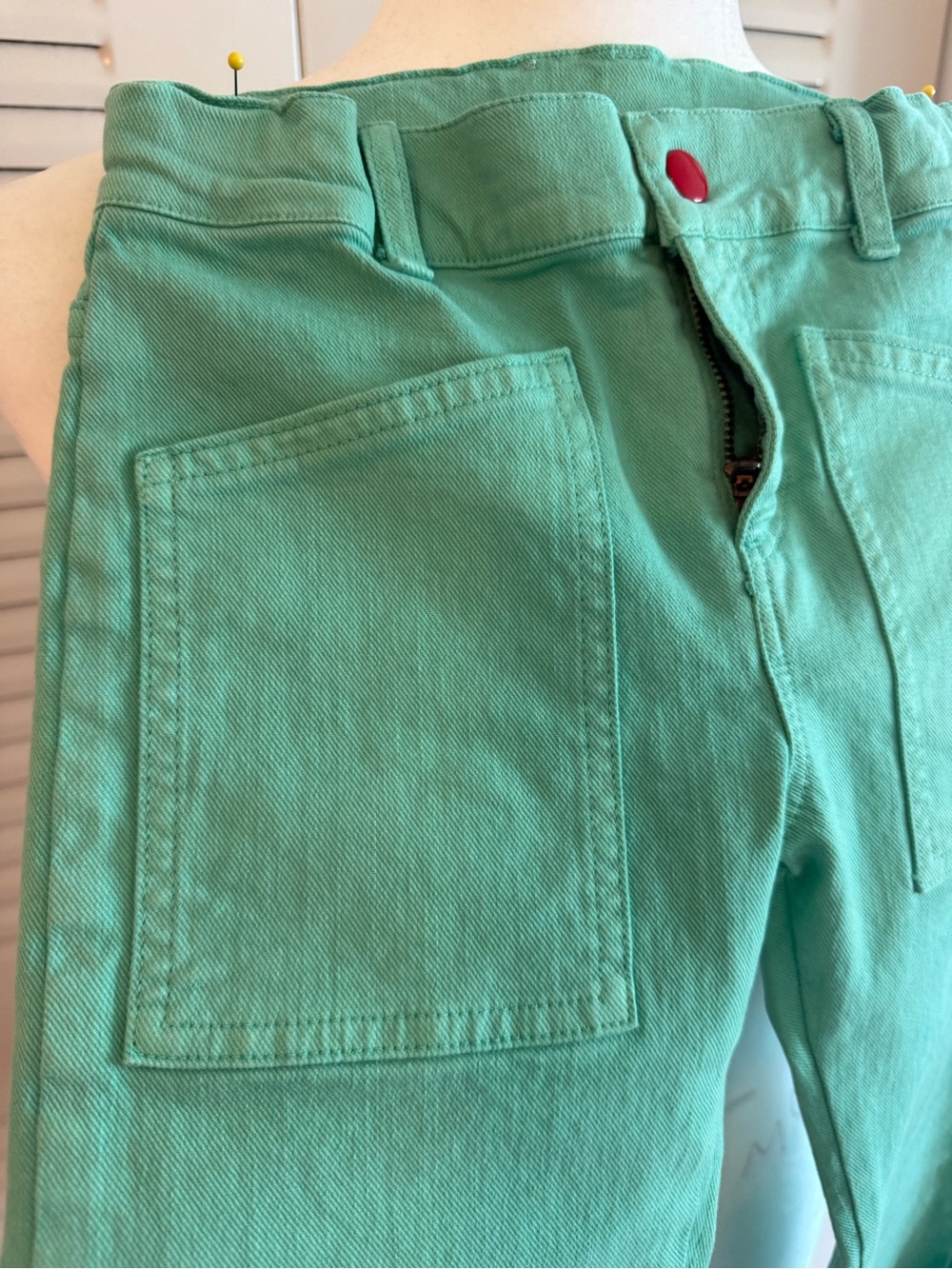 Bobo Choses Mint Green Kids Jeans with Cat Patch - Picture 4 of 11